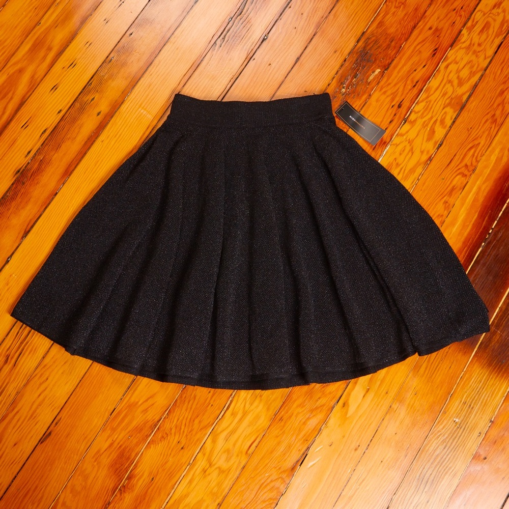 BCBG | Black Metallic Circle Skirt | Small